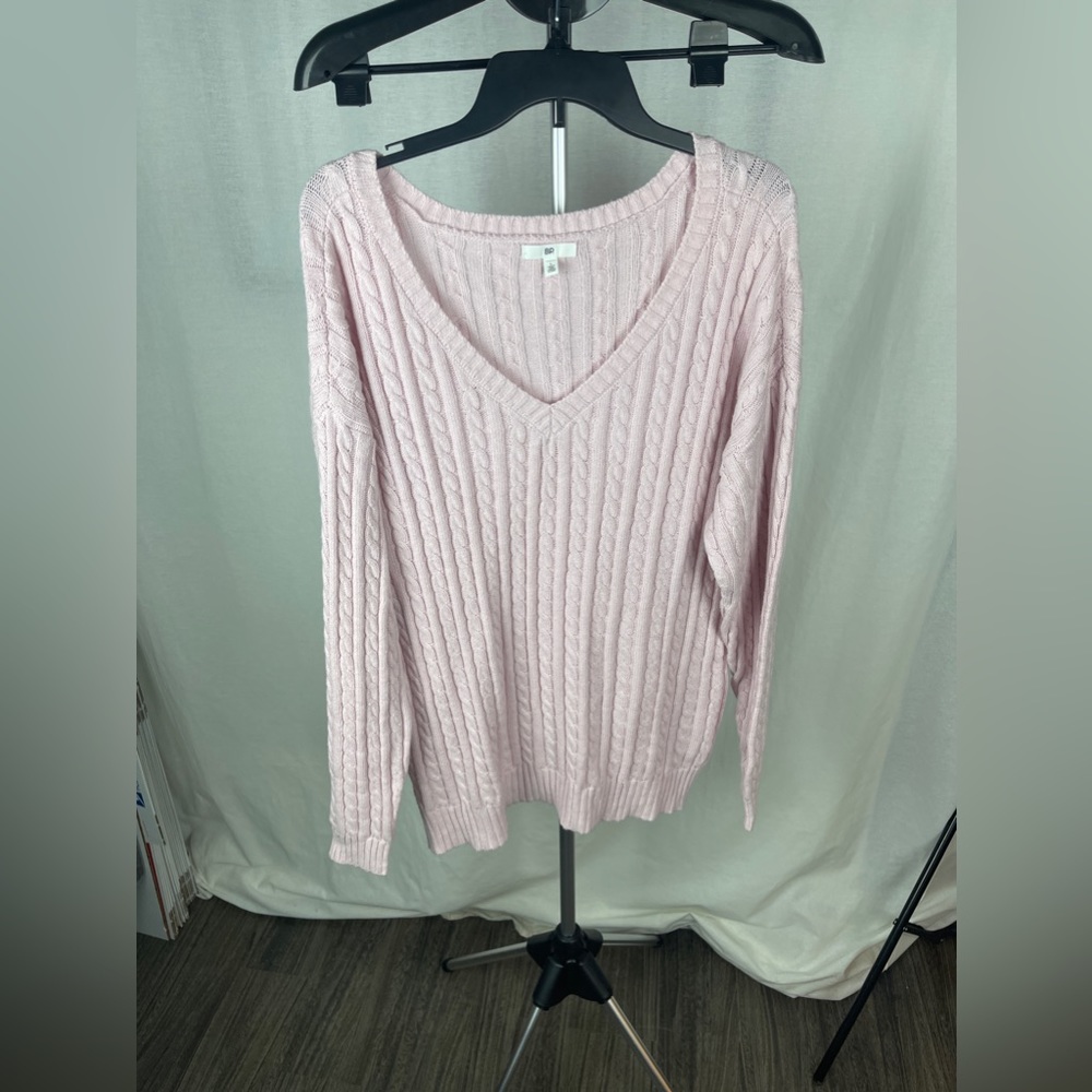 BP. Pink Long Sleeve Knit Cotton Sweater Size Large (12-14) NWT - Picture 3 of 9